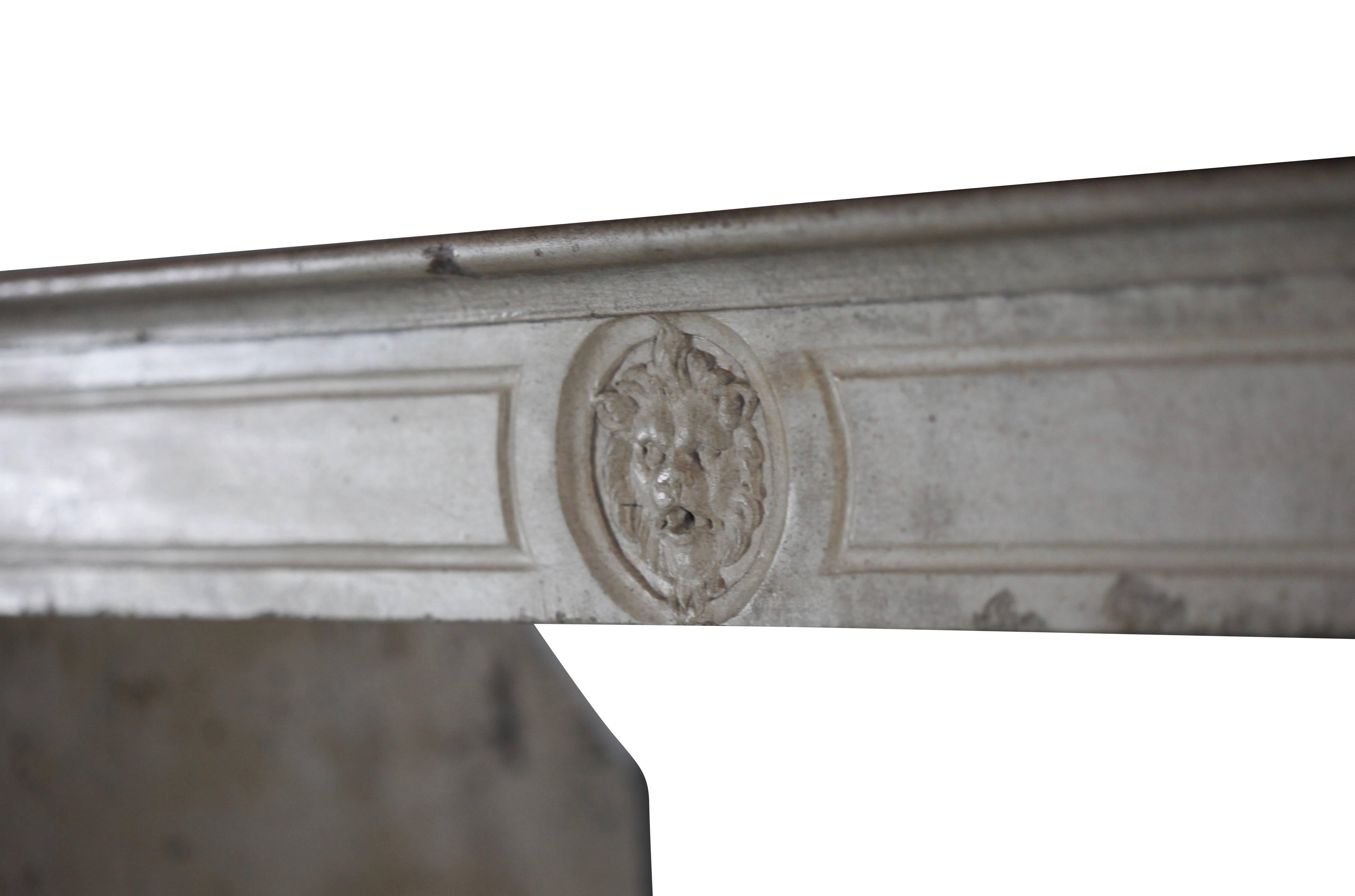 18th Century and Earlier Fine Small French Limestone Antique Fireplace Surround For Sale