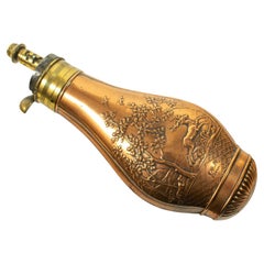 Antique Fine Small Paris-Marked Powder Flask – Stag Hunting Scene – Circa 19th Century