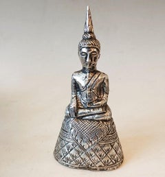 Fine small Thai wood Silver Repoussé buddha Asian Antiques