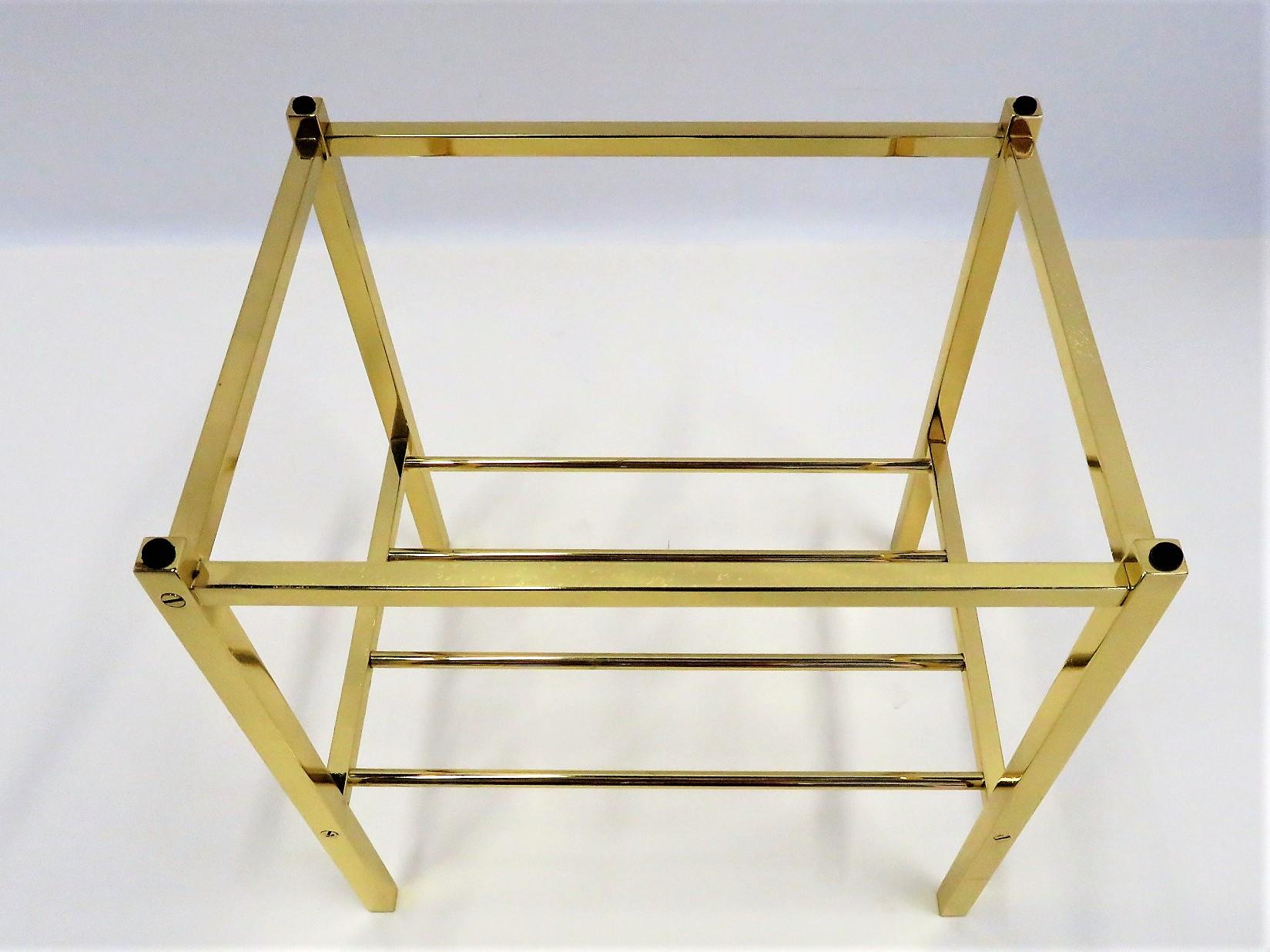 Fine Solid Brass and Smoked Glass European Side Table 1