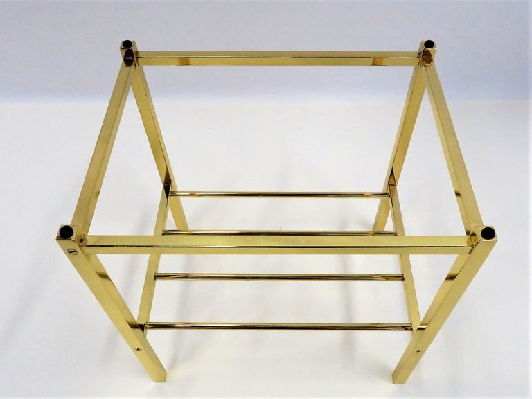 Fine Solid Brass and Smoked Glass European Side Table For Sale 1