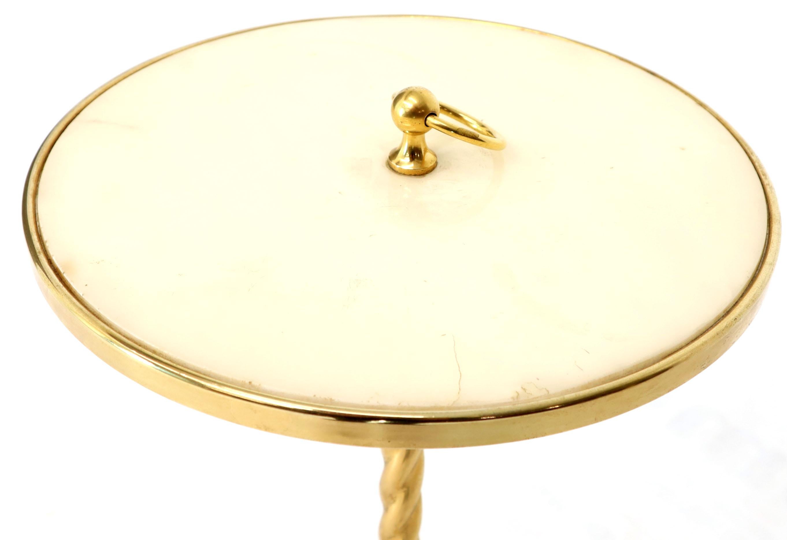 Fine Solid Brass Profile with Onyx Top Side End Serving Accent Table, Italy 5