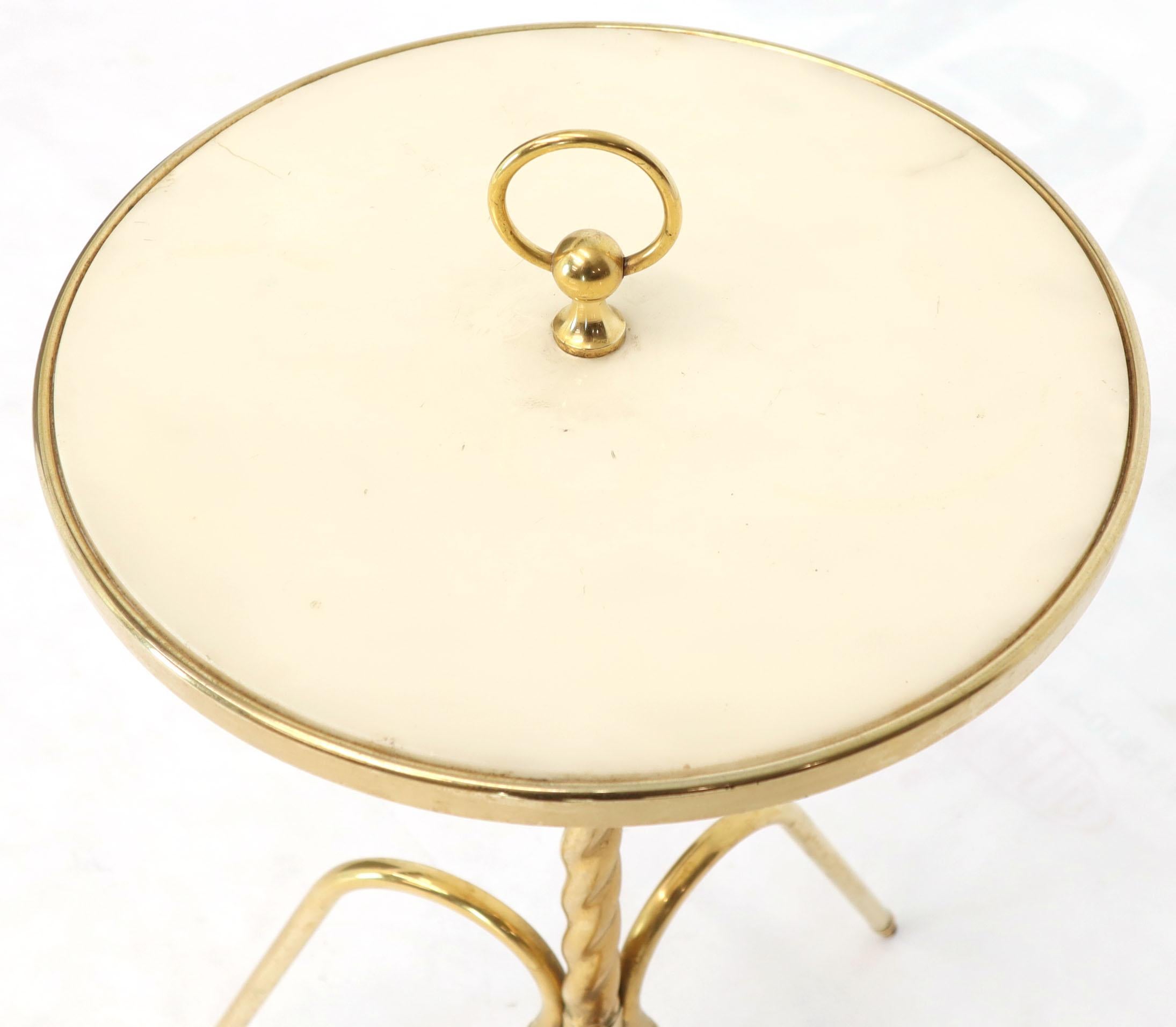 Mid-Century Modern Fine Solid Brass Profile with Onyx Top Side End Serving Accent Table, Italy