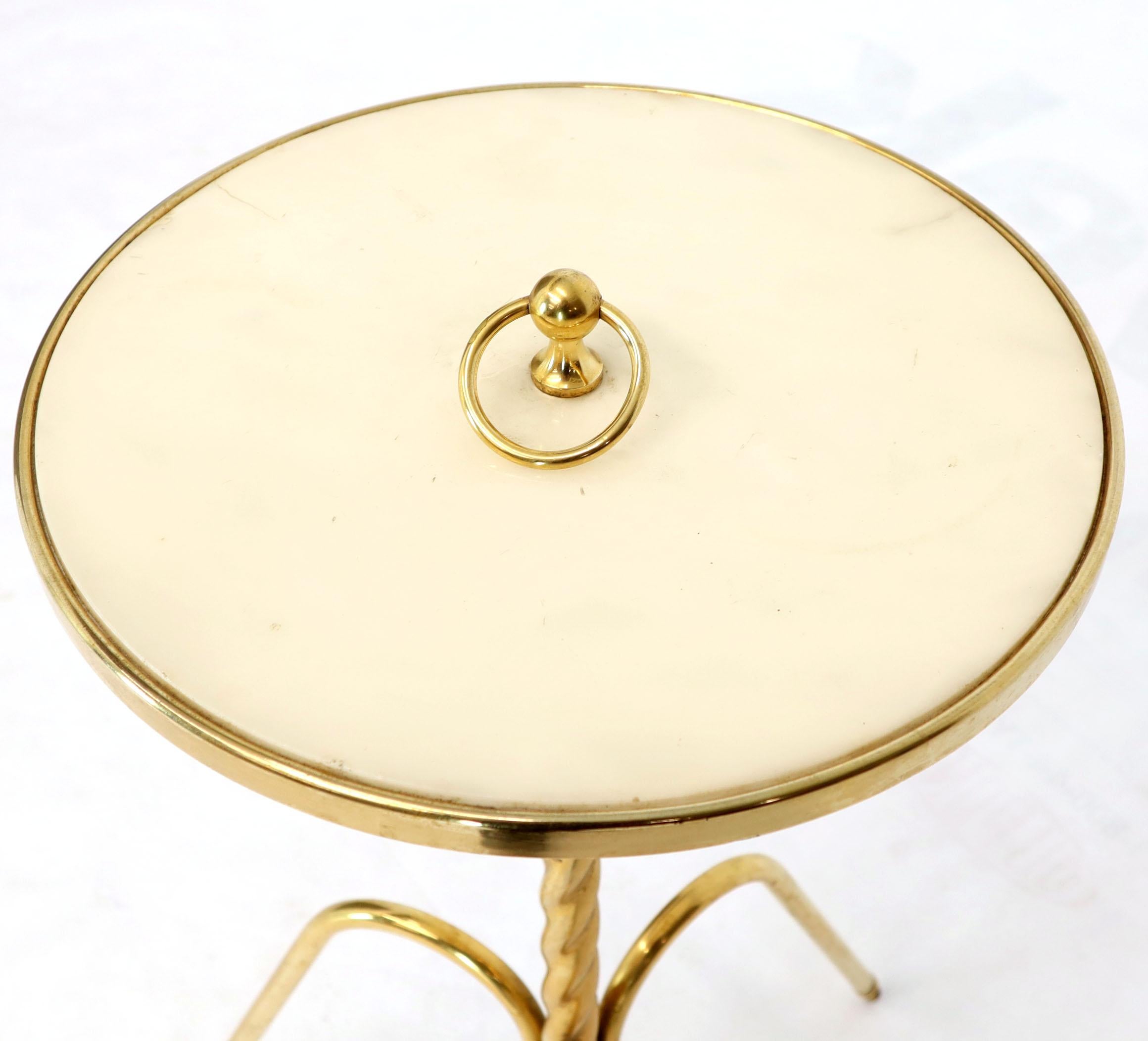 20th Century Fine Solid Brass Profile with Onyx Top Side End Serving Accent Table, Italy