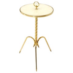 Fine Solid Brass Profile with Onyx Top Side End Serving Accent Table, Italy