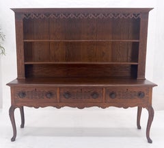 Fine Solid Carved Oak 3 Dove Tail Drawer Server Cupboard Credenza Sideboard MINT