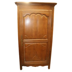 Fine Solid Oak Single Door French Country Armoire Bonnetiere Circa 1840s