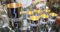 Fine Solid Silver Gilt Seven Piece Jug and Cups