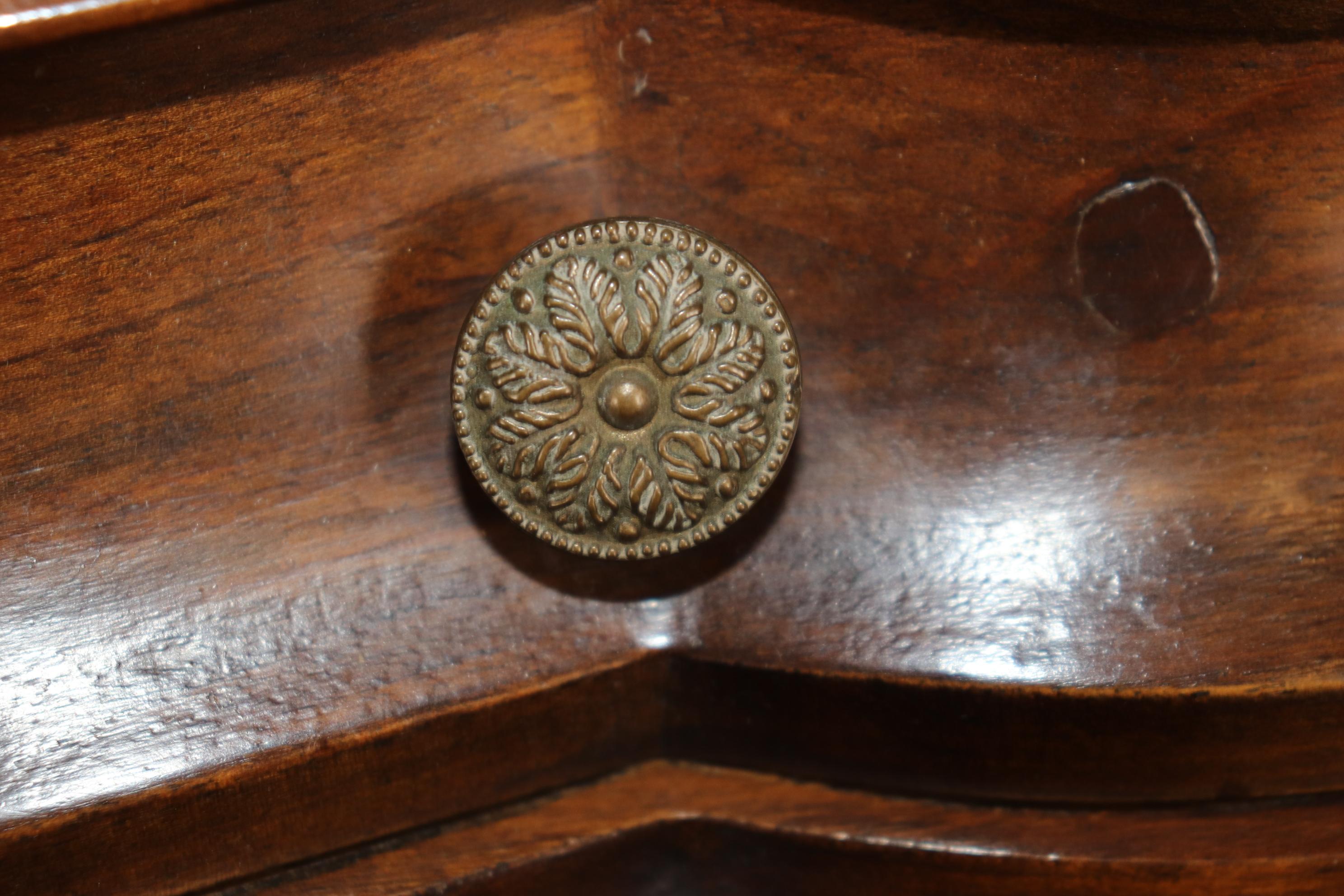 Fine Solid Walnut Bombe Form Carved Italian Louis XV Style Commode For Sale 6