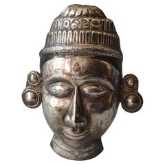 Fine South Indian Repousse Hindu God Silver Mask Shiva Antiques Asian Art