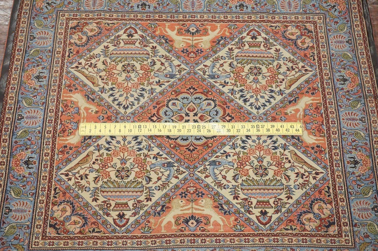 Fine Square Malayer with Animal Motifs, circa 1970 In Excellent Condition For Sale In Laguna Hills, CA