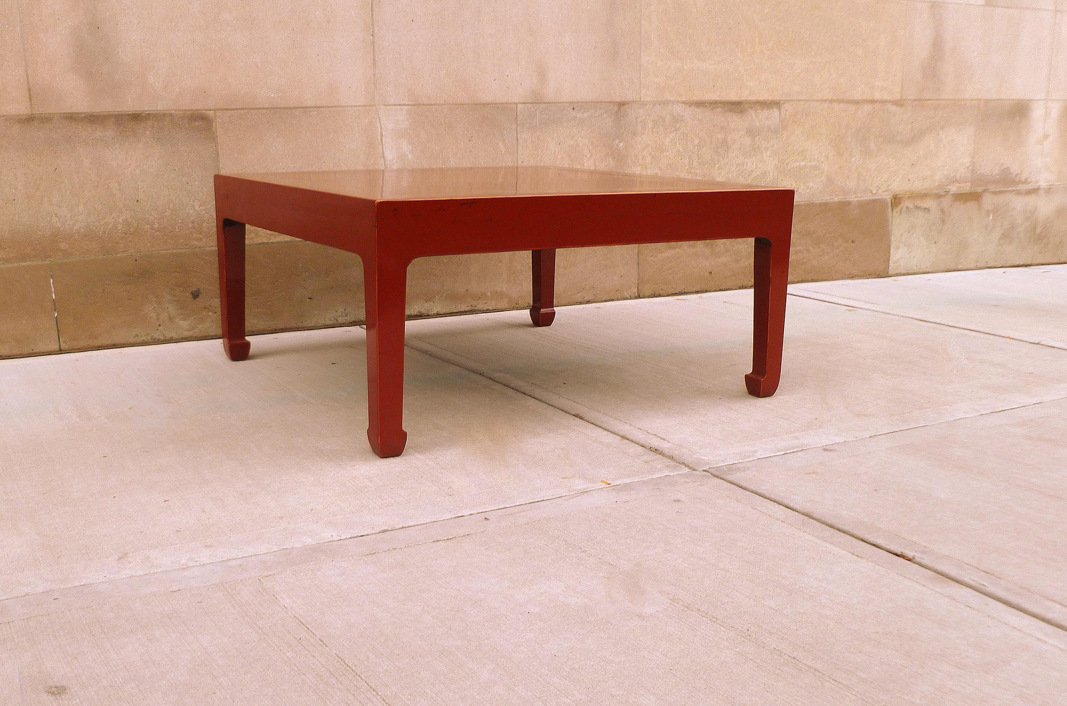 Fine Square Red Lacquer Low Table For Sale 3