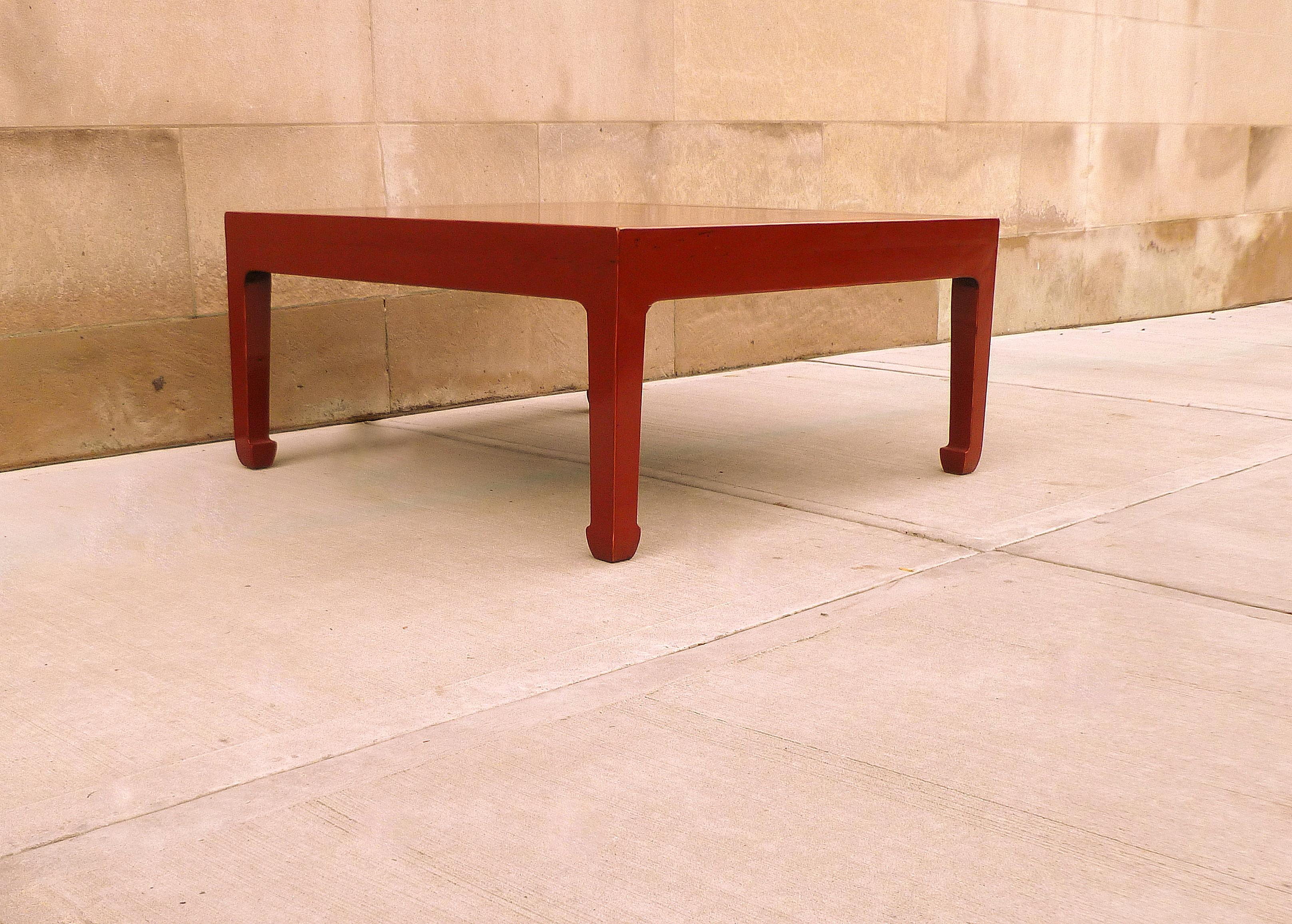 Fine Square Red Lacquer Low Table For Sale 4