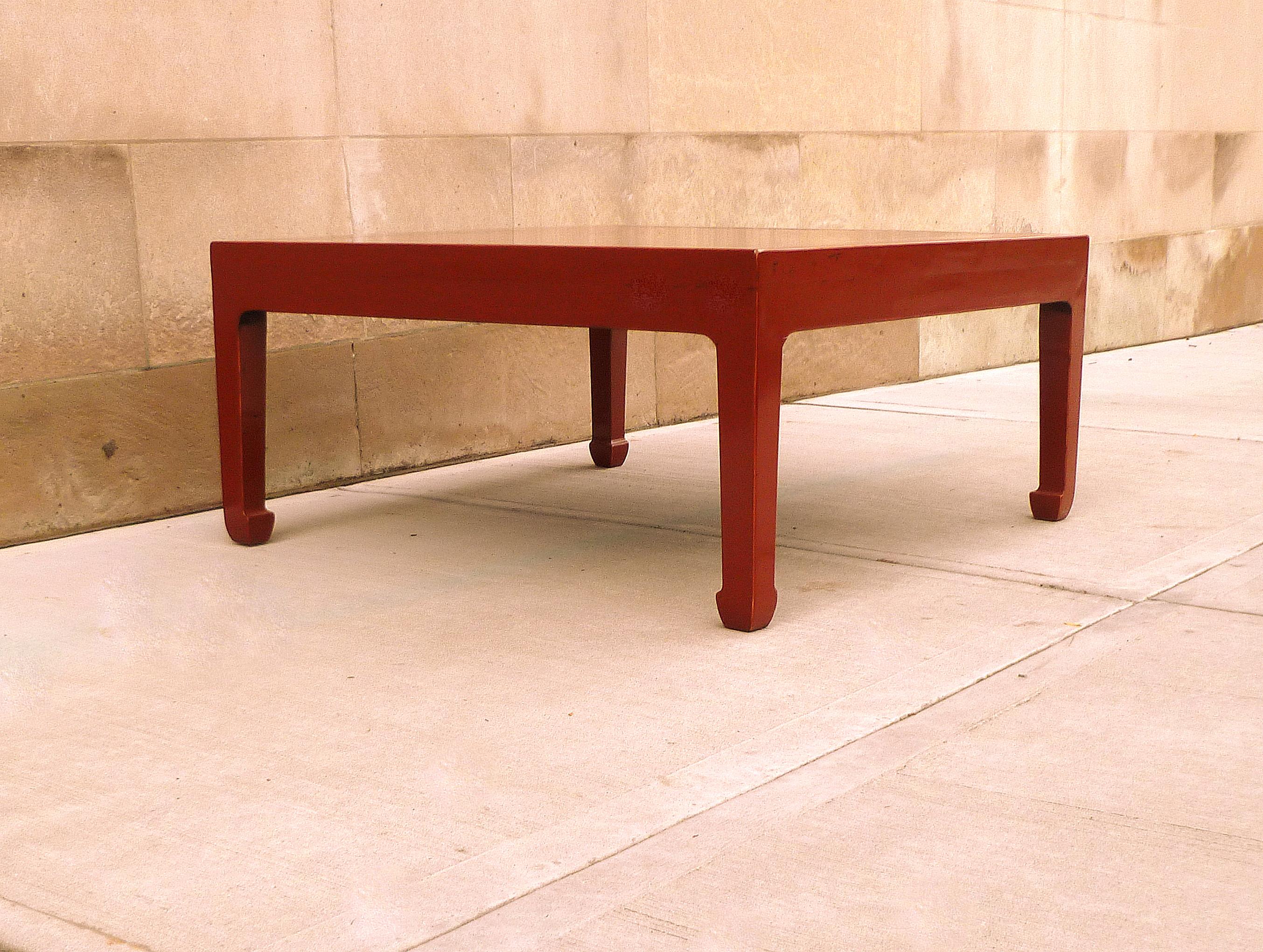 Fine Square Red Lacquer Low Table For Sale 5