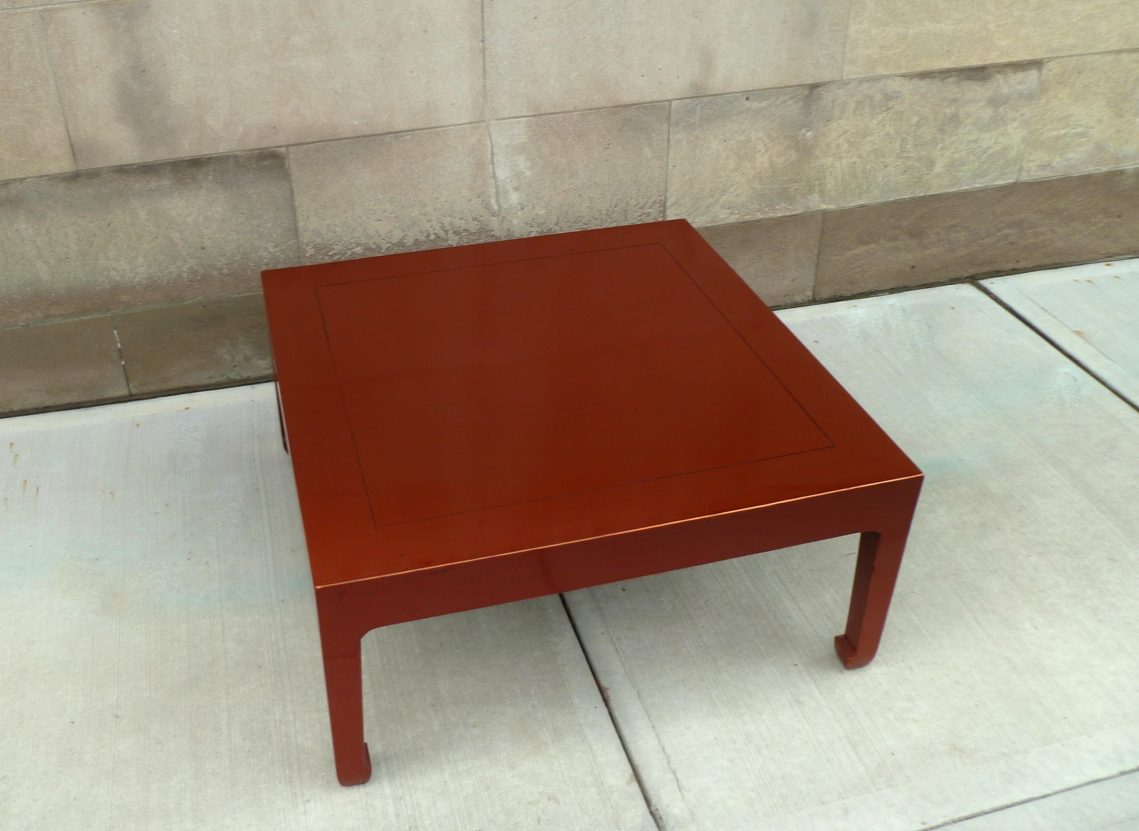 Fine Square Red Lacquer Low Table For Sale 6
