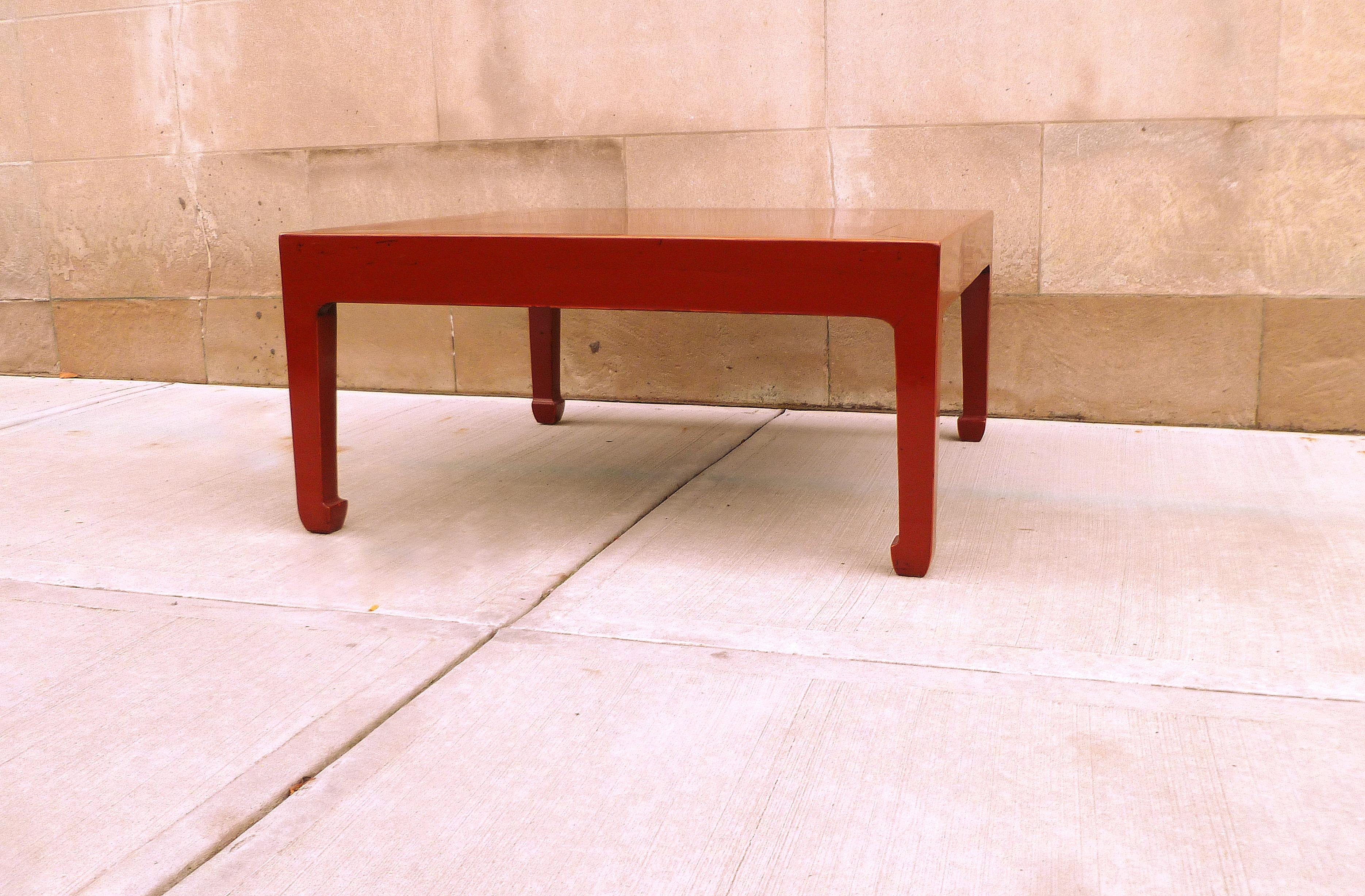 Chinese Fine Square Red Lacquer Low Table For Sale