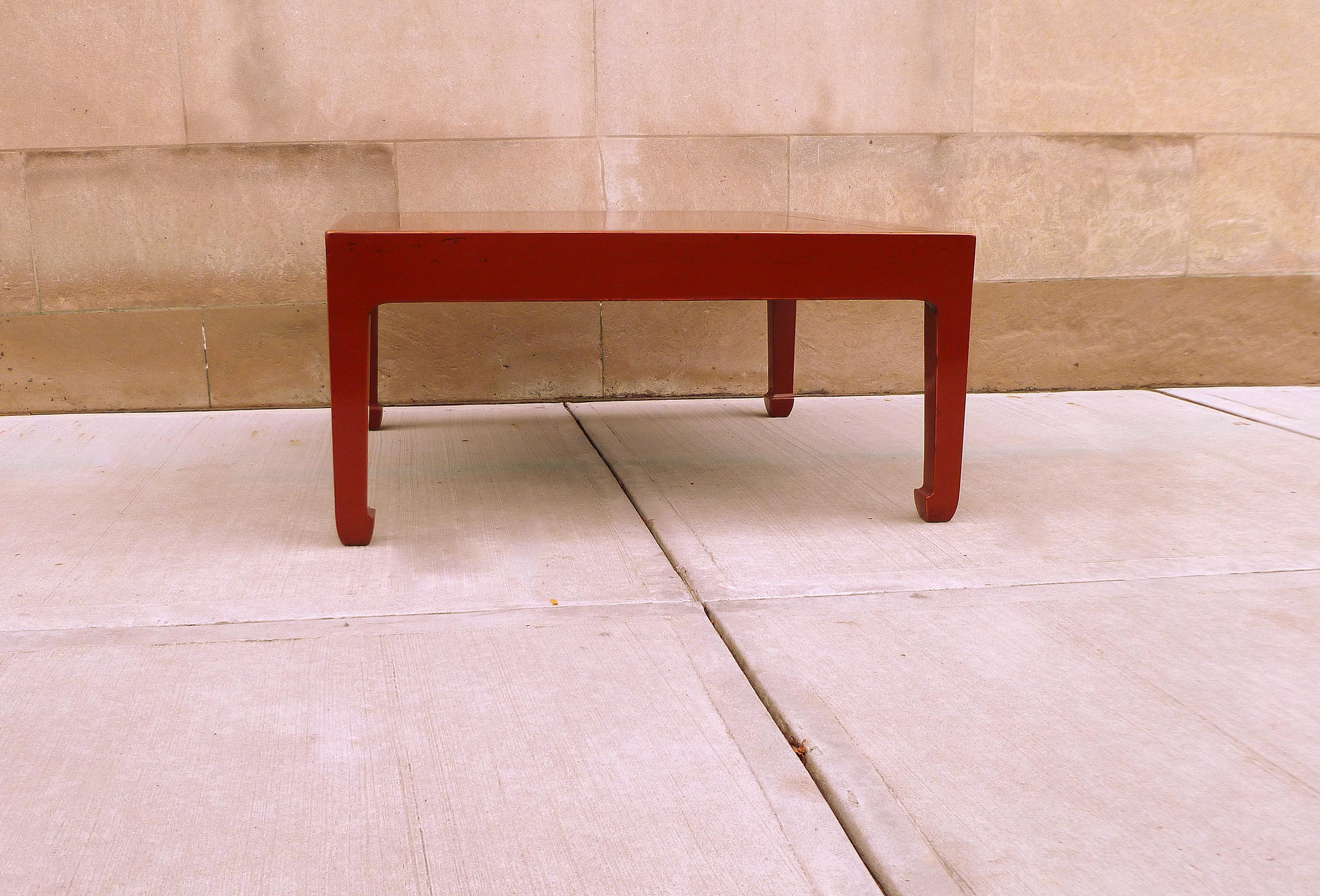 Fine Square Red Lacquer Low Table For Sale 1