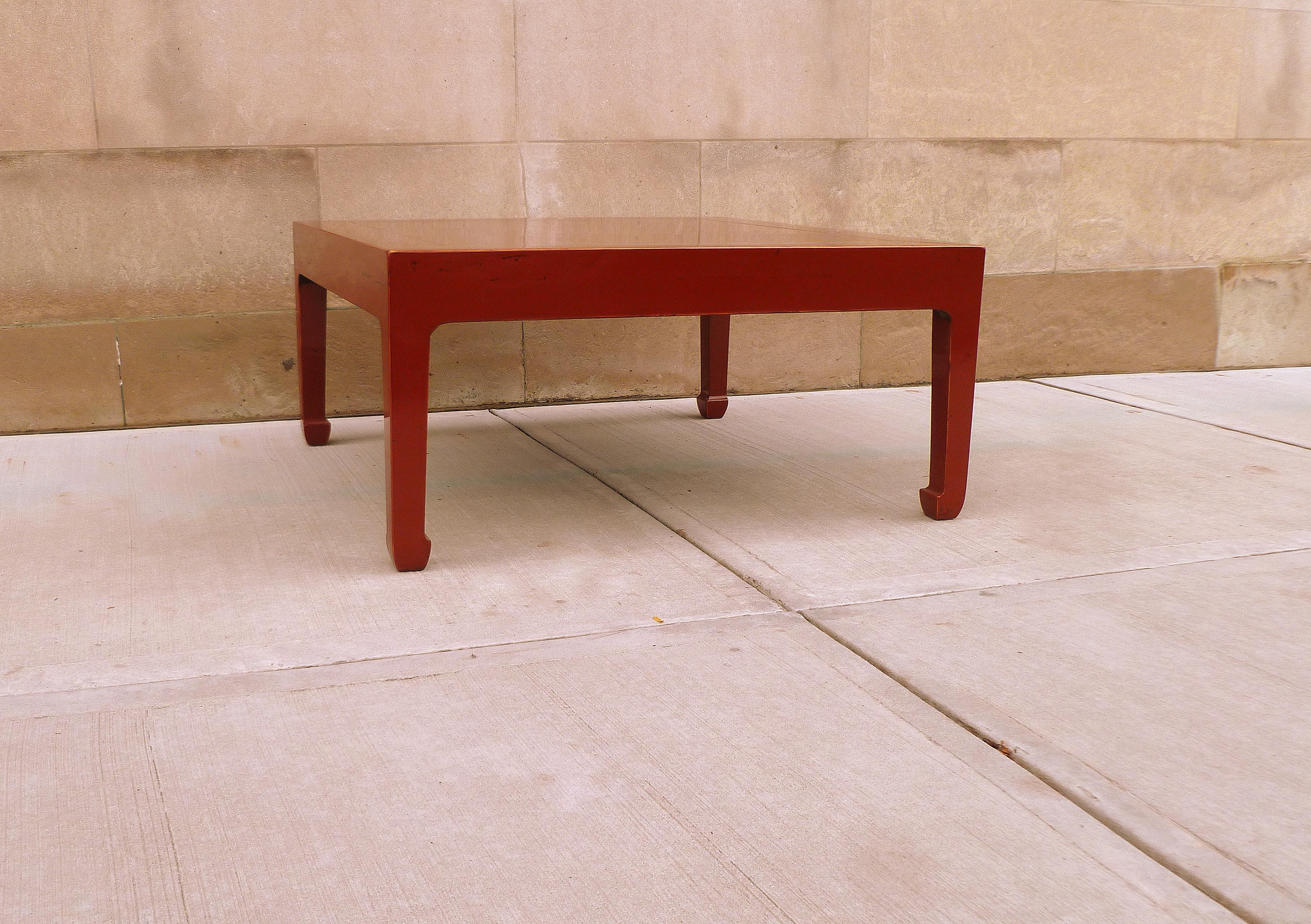 Fine Square Red Lacquer Low Table For Sale 2