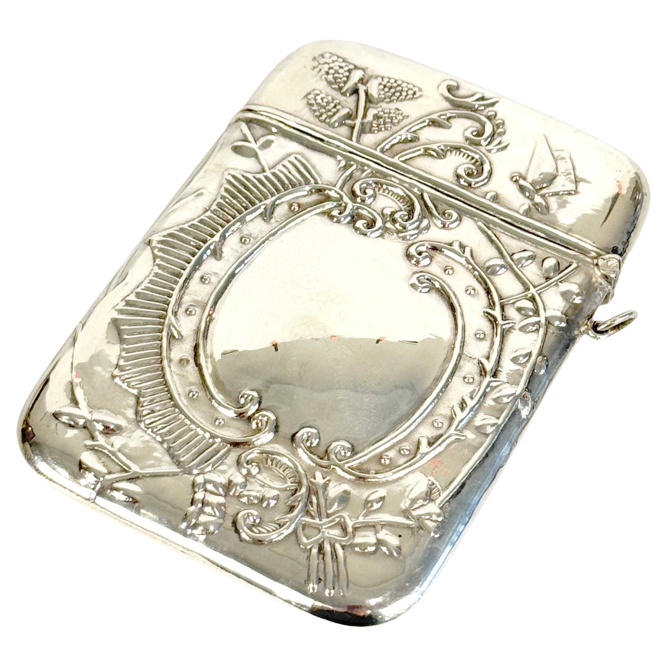 Fine Sterling Silver Card Holder with Rococo Style Decoration