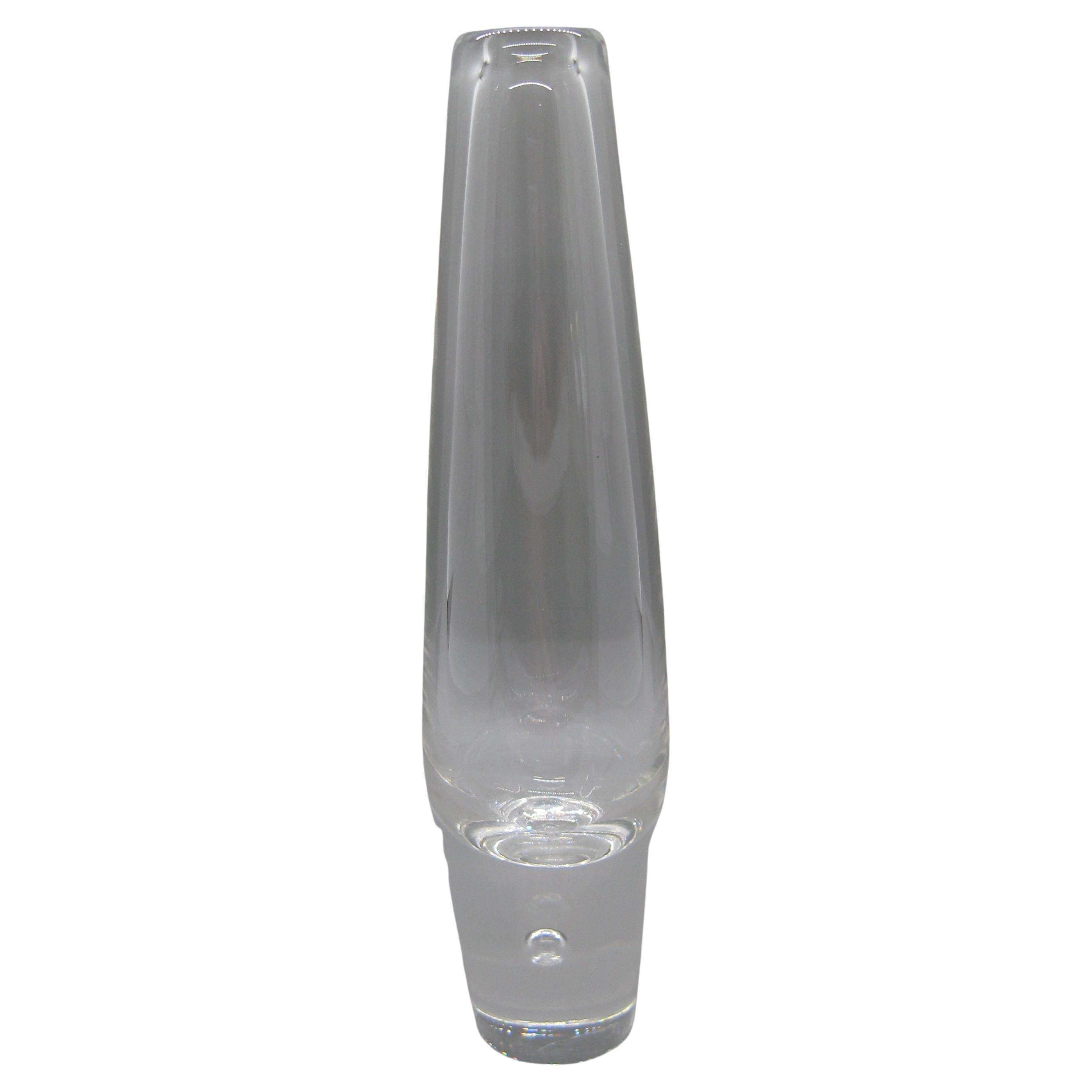 Fine Steuben Glass 8" Teardrop Crystal Vase by David Hills Signed! For Sale