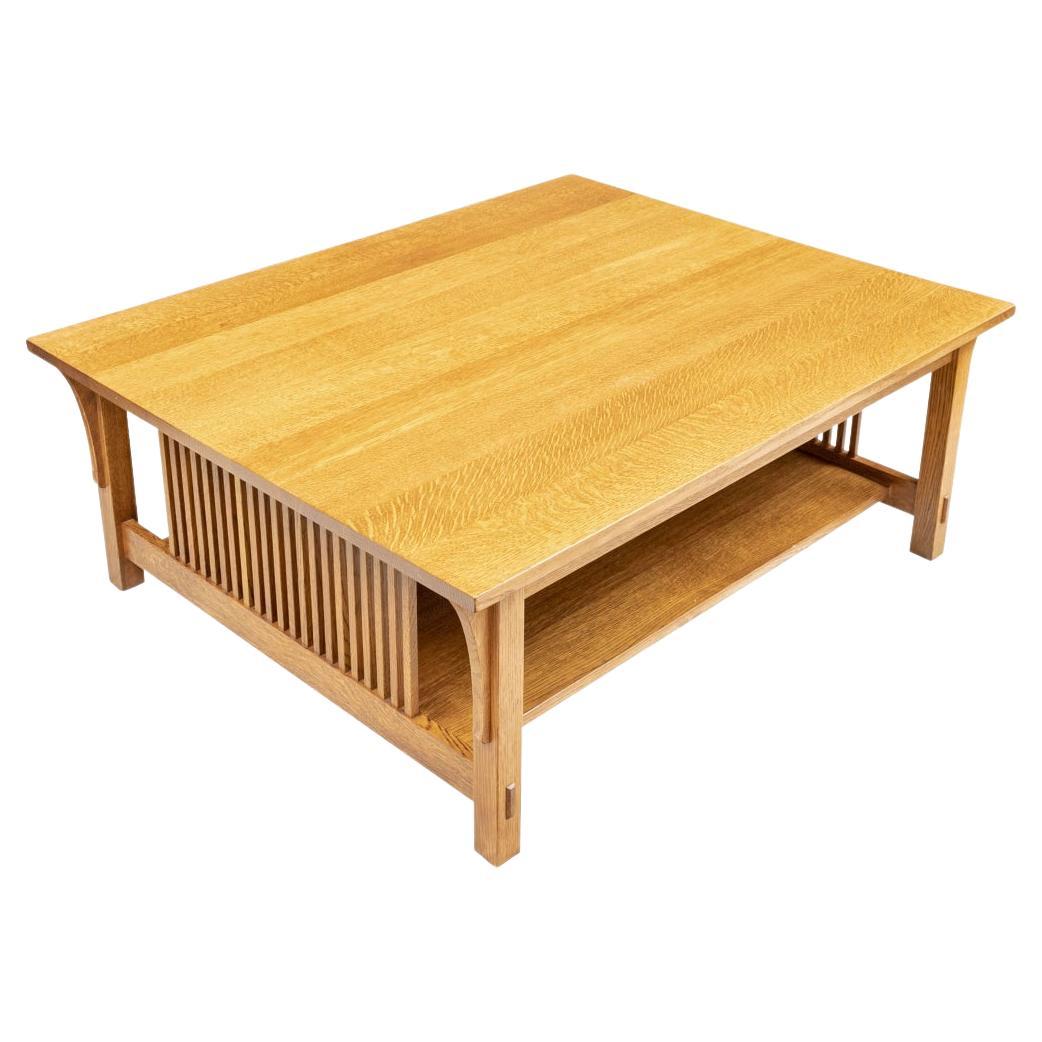 Fine Stickley Oak Large Scale Tiered Low Table For Sale