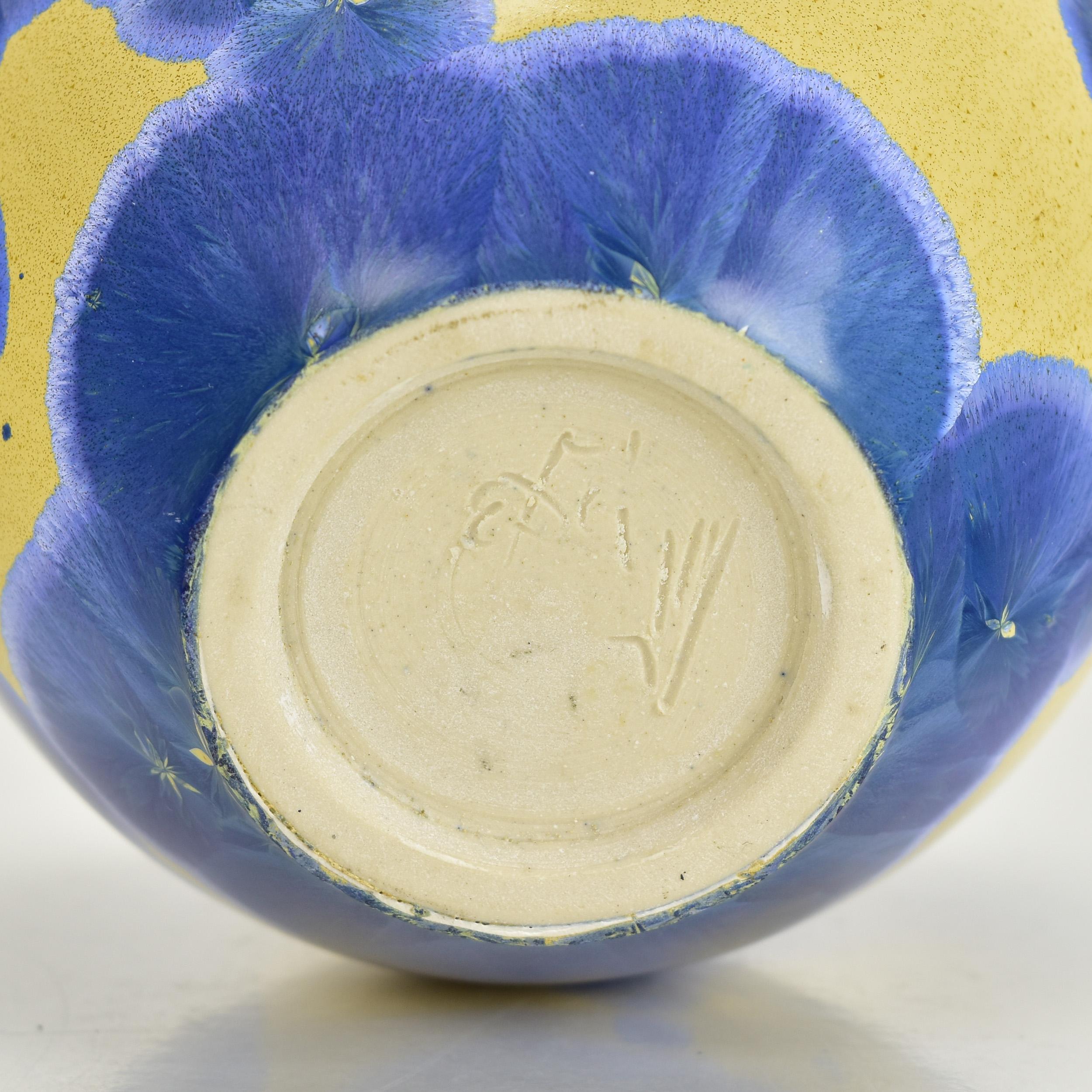 20th Century Fine Studio Art Pottery Vase with Crystalline Glaze Vintage Mid Century For Sale