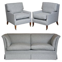 Fine Suite of Restored Howard & Son's Berners Street Sofa and Pair of Armchairs