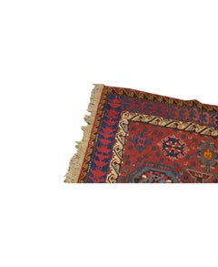 Traditional Handwoven Luxury Semi Antique Navy / Red Fine Sumak Rug