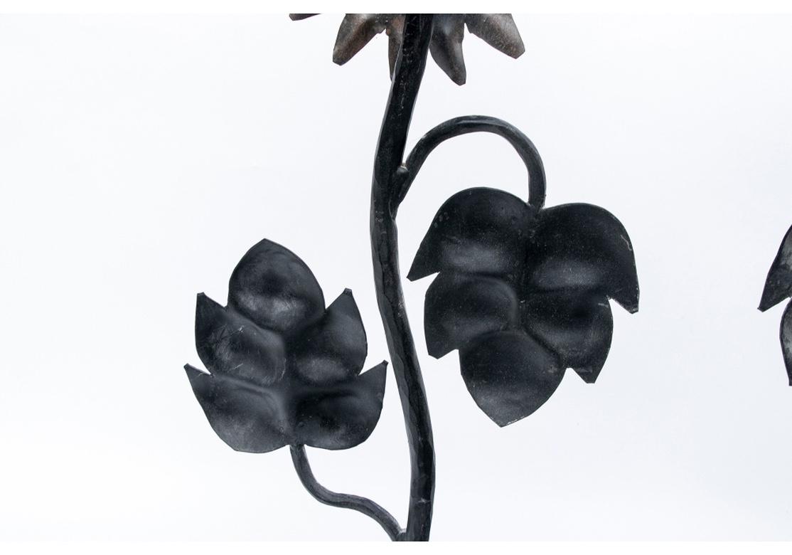Fine Sun Flower Andiron Pair After Diego Giacometti  In Good Condition In Bridgeport, CT