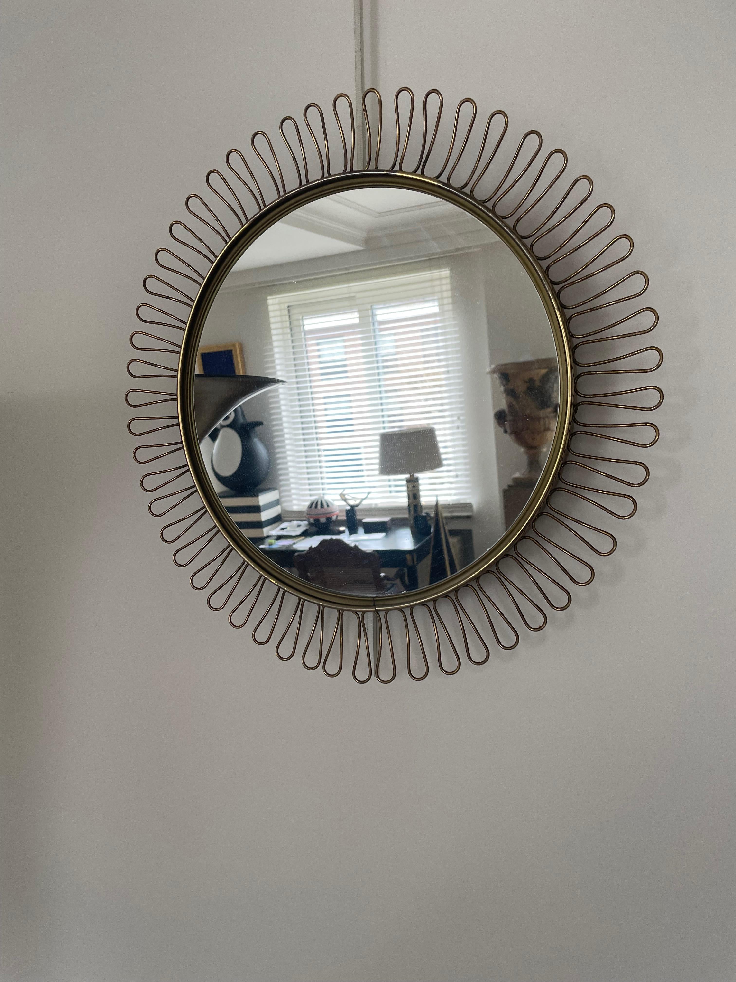 Fine Sunburst Brass Mirror Designed by Josef Frank for Svensk Tenn, Sweden, 1950 1