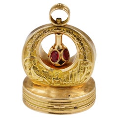 Poignée musicale suisse de grande taille en or massif 18 carats 1810 carats
