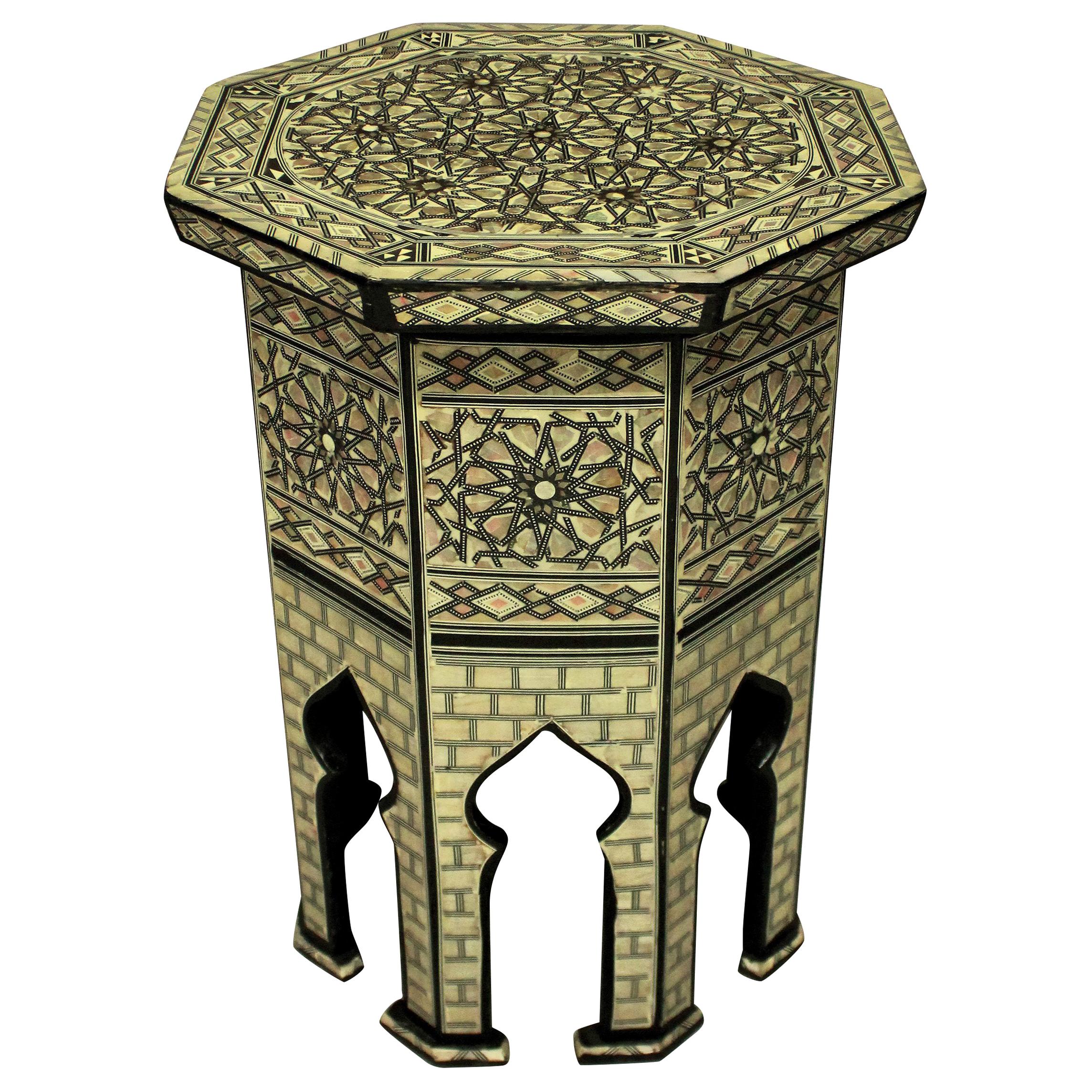 Fine Syrian Bone and Mother of Pearl Side Table