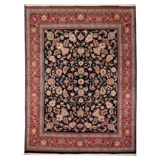 Antique Rug Mahi Design Haji Style Blue and Red Allover For Sale at 1stDibs