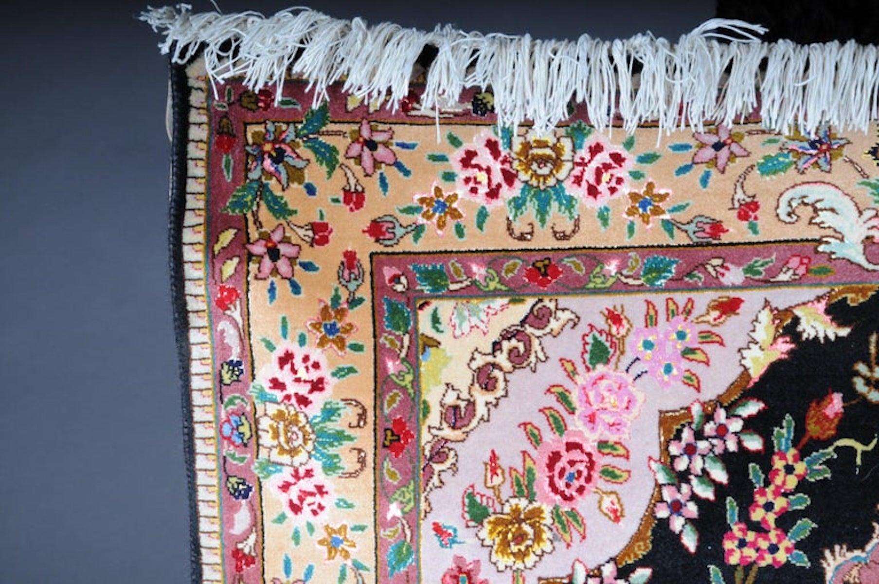 Annodato a mano Lana fine Tabriz Cork con seta, 1980 circa in vendita