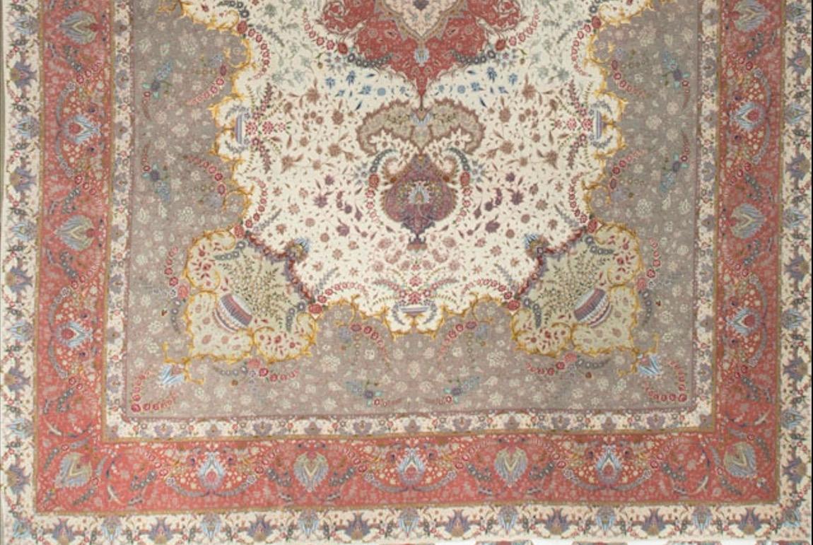 Fine Oversize Tabriz Wool and Silk Persian Rug, 13'2
