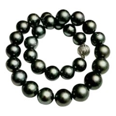 Tahitian Pearl Necklace 14k Gold Large 16 mm 16.5 in Certified 