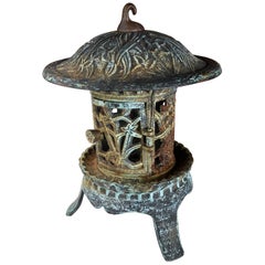 Fine Tall Round Garden Lantern "Iris, Flowers & Vines"