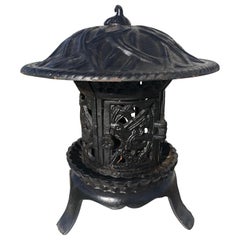 Vintage Fine Tall Round Garden Lantern "Iris, Flowers & Vines"