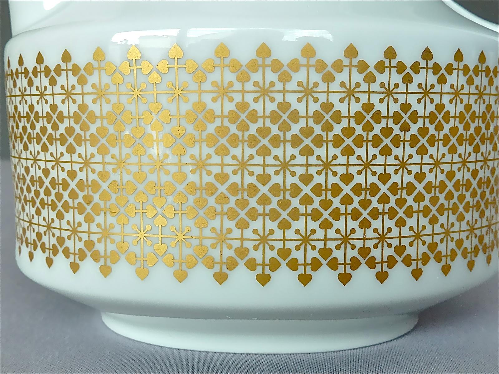 Service à café et à thé expresso en porcelaine blanche dorée Tapio Wirkkala de Rosenthal, années 1960 en vente 2