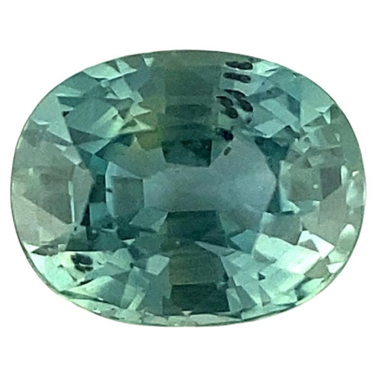 Fine Teal Green Blue GIA Certified 1.35ct Unheated Sapphire Oval Cut Untreated For Sale
