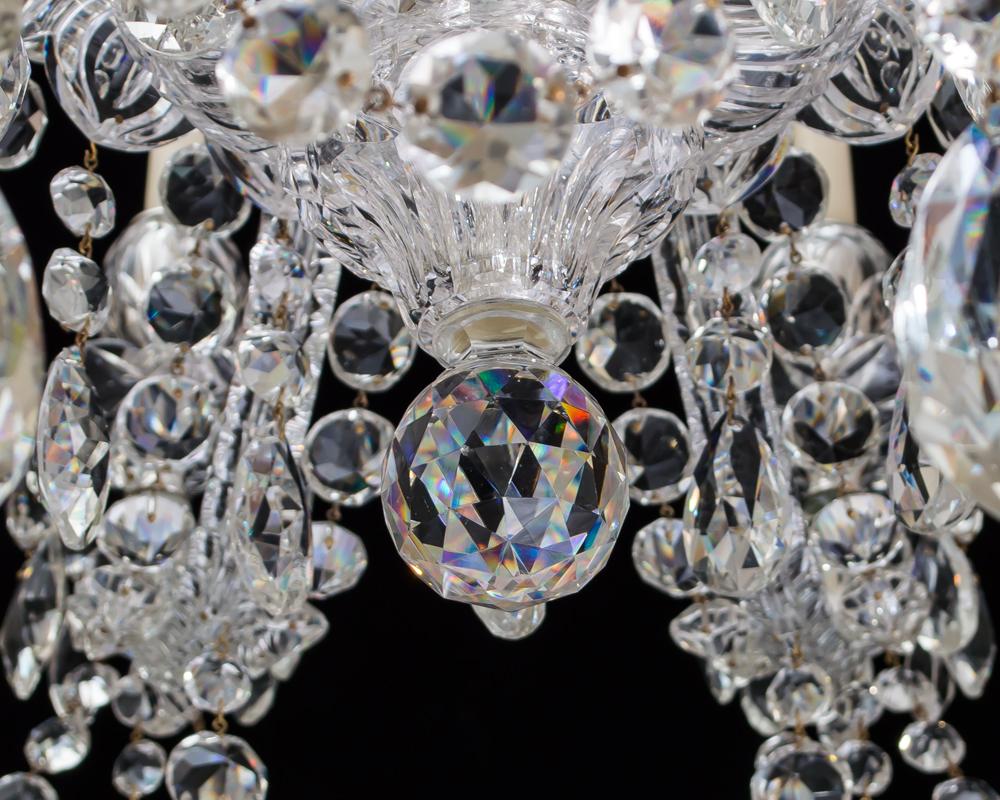 British Fine Ten-Light Cut Glass Chandelier by F&C Osler For Sale
