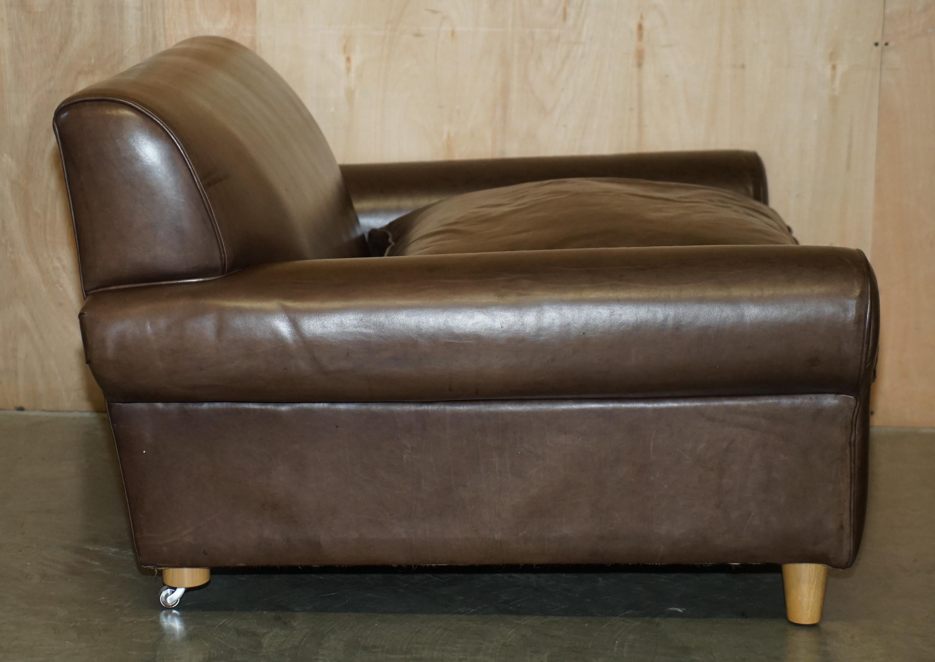 FiNE TERENCE CONRAN CHELSEA LONDON BROWN LEATHER LARGE LOVESEAT ARMCHAIR SOFA im Angebot 3