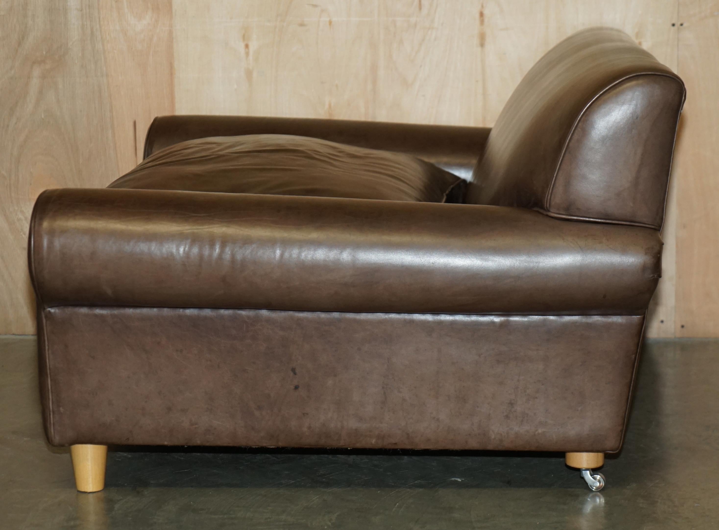 FiNE TERENCE CONRAN CHELSEA LONDON BROWN LEATHER LARGE LOVESEAT ARMCHAIR SOFA im Angebot 5