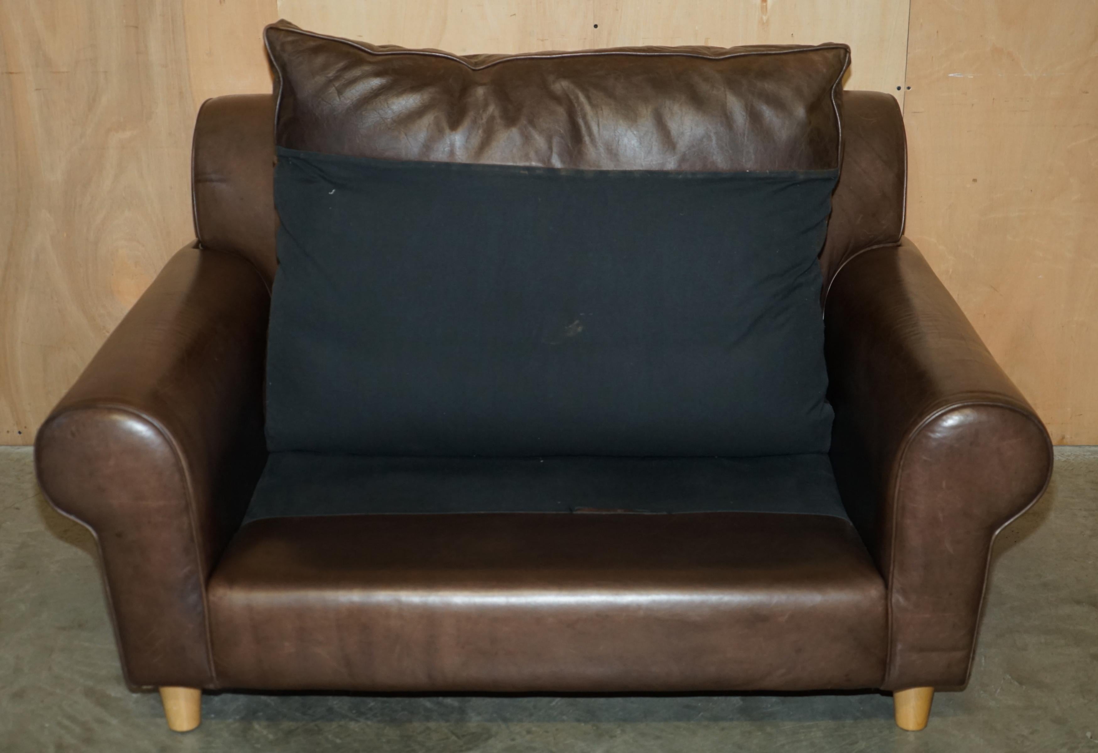 FiNE TERENCE CONRAN CHELSEA LONDON BROWN LEATHER LARGE LOVESEAT ARMCHAIR SOFA im Angebot 7