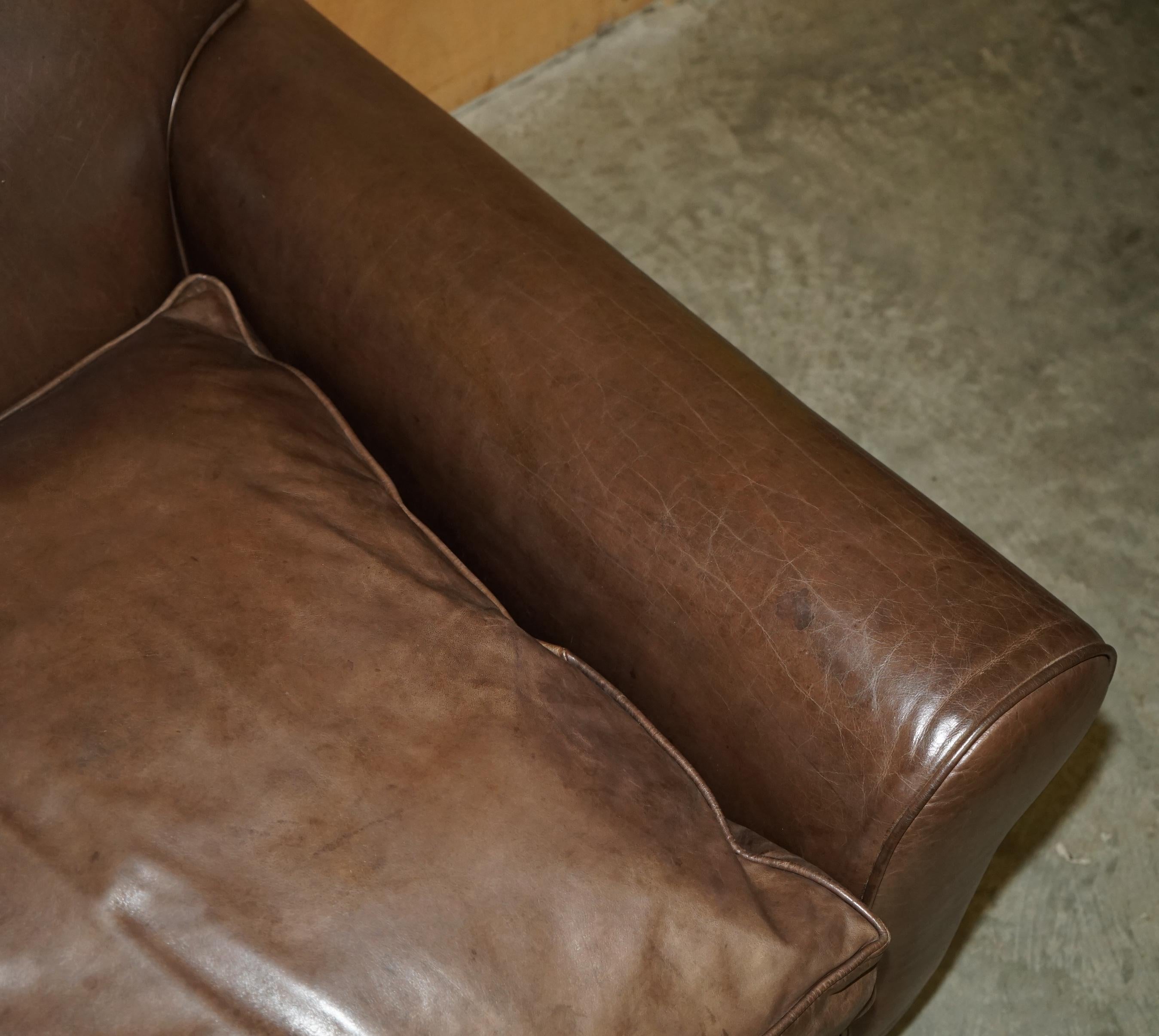 FiNE TERENCE CONRAN CHELSEA LONDON BROWN LEATHER LARGE LOVESEAT ARMCHAIR SOFA (20. Jahrhundert) im Angebot