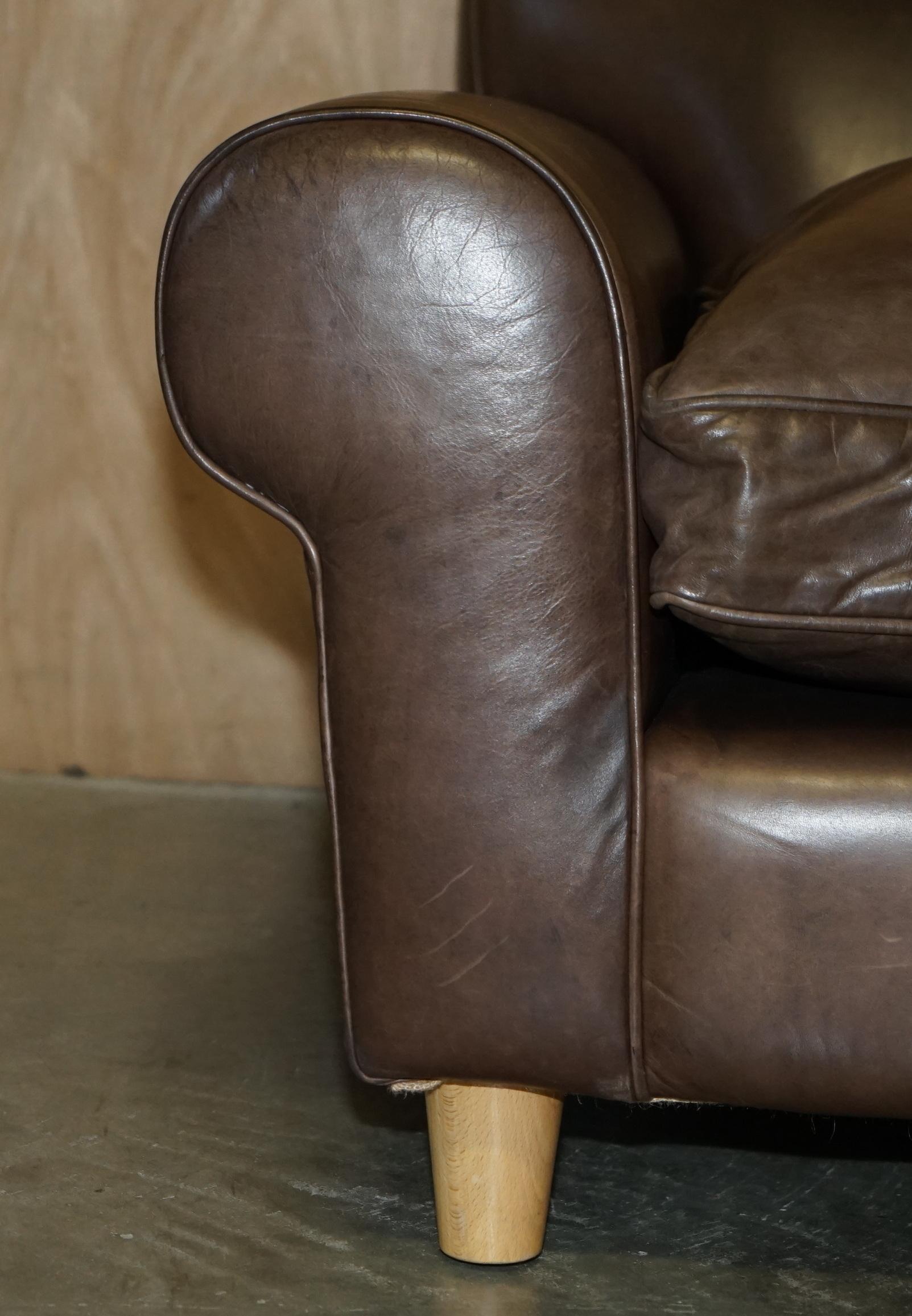 FiNE TERENCE CONRAN CHELSEA LONDON BROWN LEATHER LARGE LOVESEAT ARMCHAIR SOFA im Angebot 2