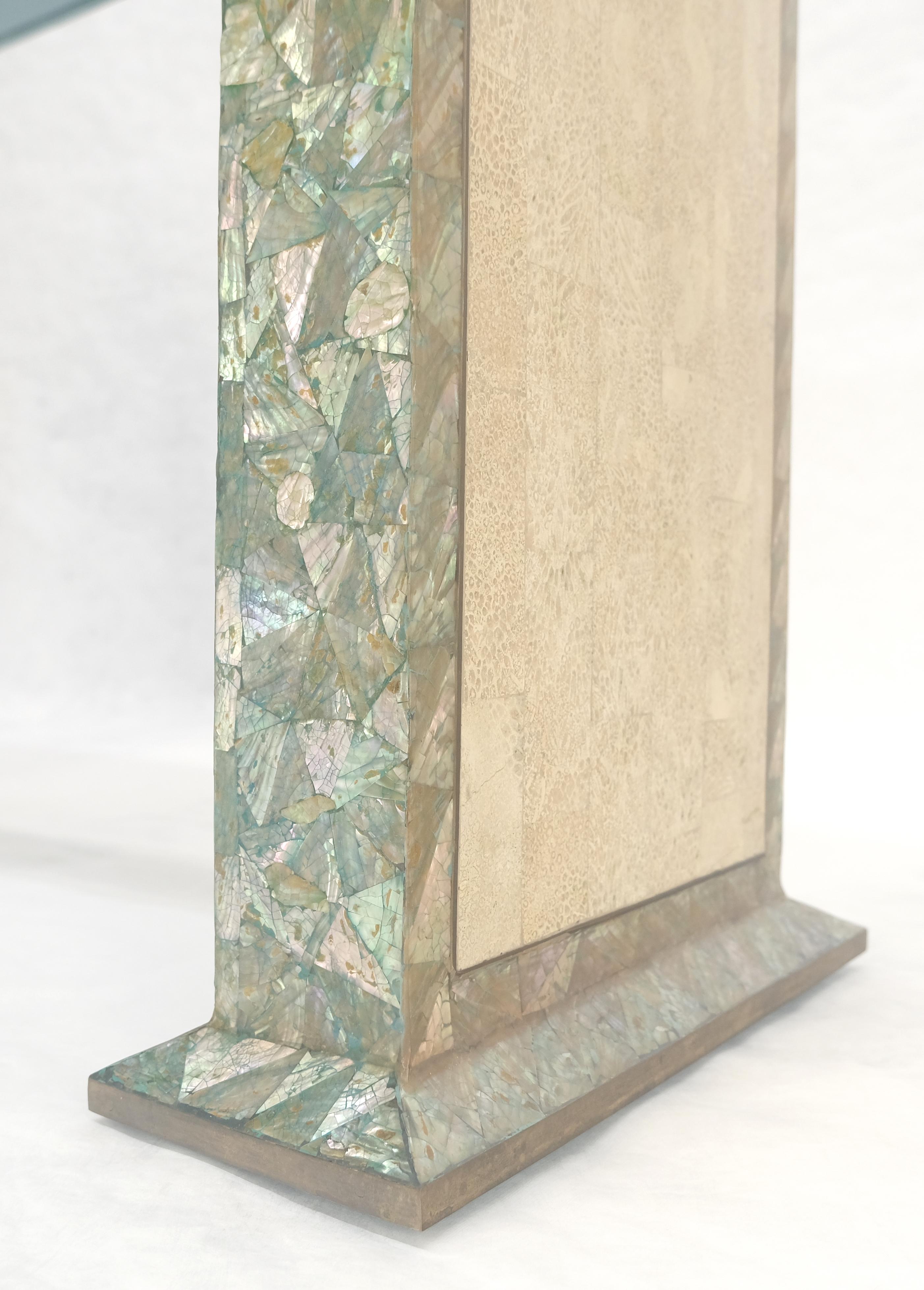 Fine Tessellated Stone Tile Mother of Pearl Rolled Edges 3 Drawers Console Table For Sale 5