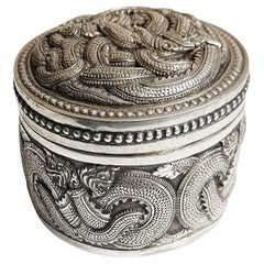 Fine Thai Silver Repoussé Box with Nāga Decoration Asian Antiques