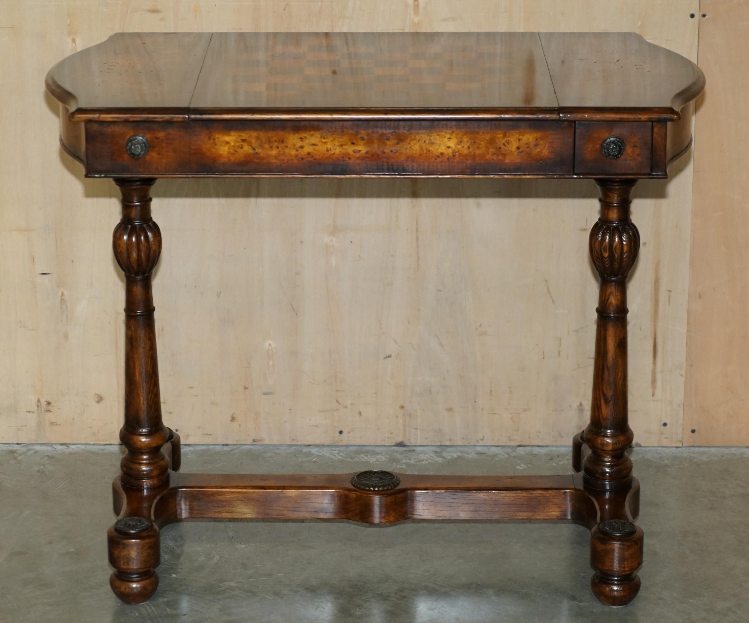 Regency FiNE THEODORE ALEXANDER BURR WALNUT & LEATHER CHESS BACKGAMMON CARDS GAMES TABLE For Sale
