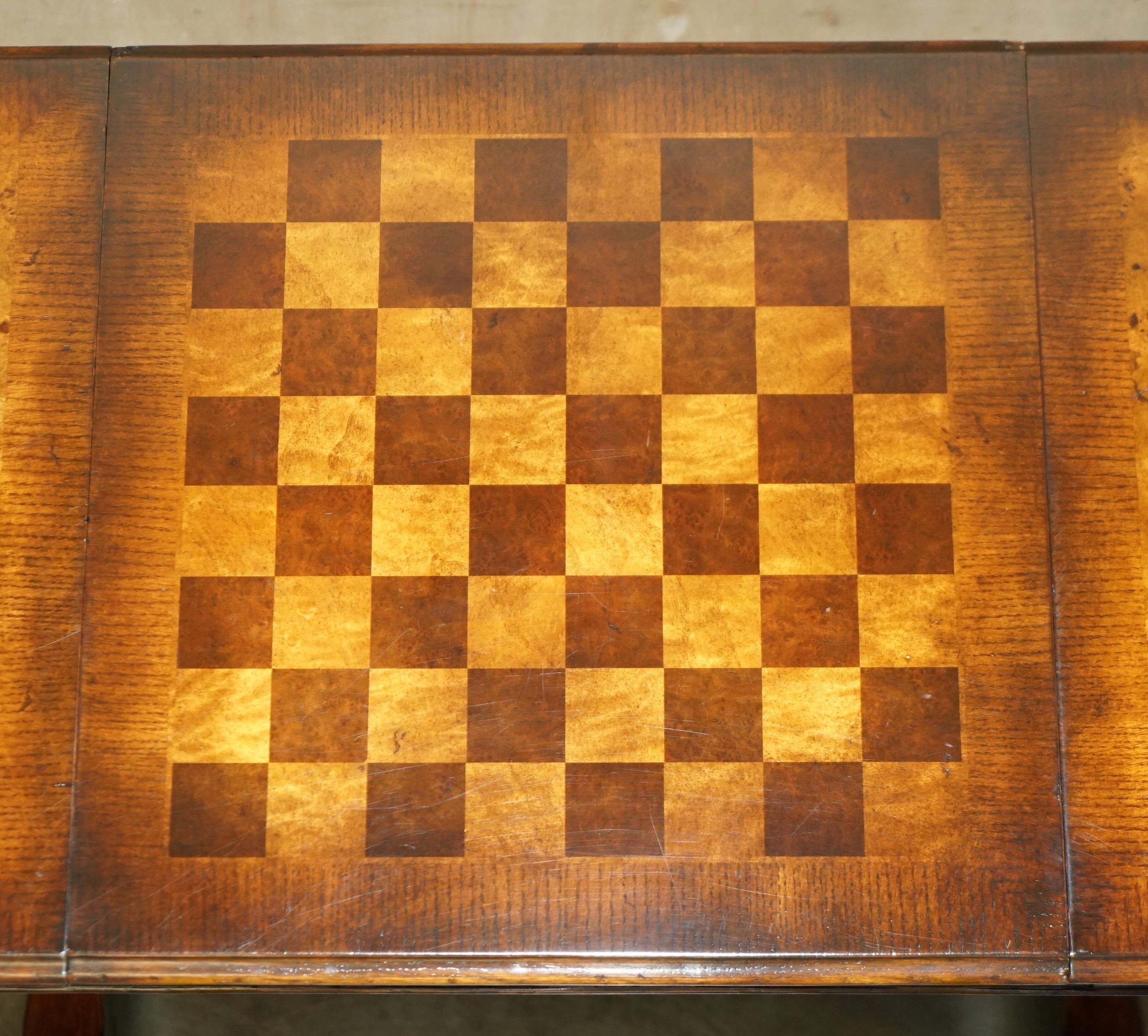 FiNE THEODORE ALEXANDER BURR WALNUT & LEATHER CHESS BACKGAMMON CARDS GAMES TABLE For Sale 1